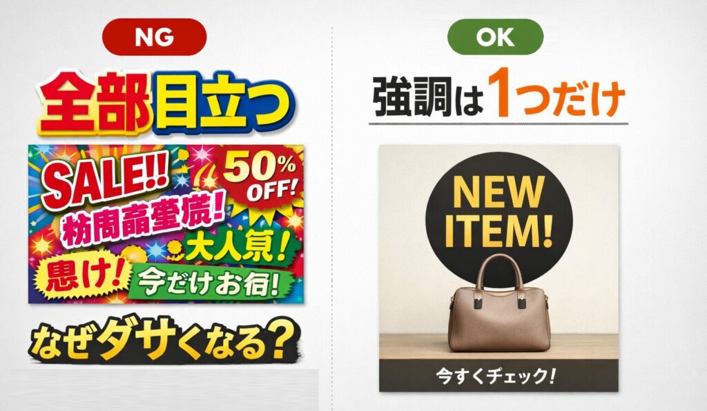 強調が多すぎるサンプル画像